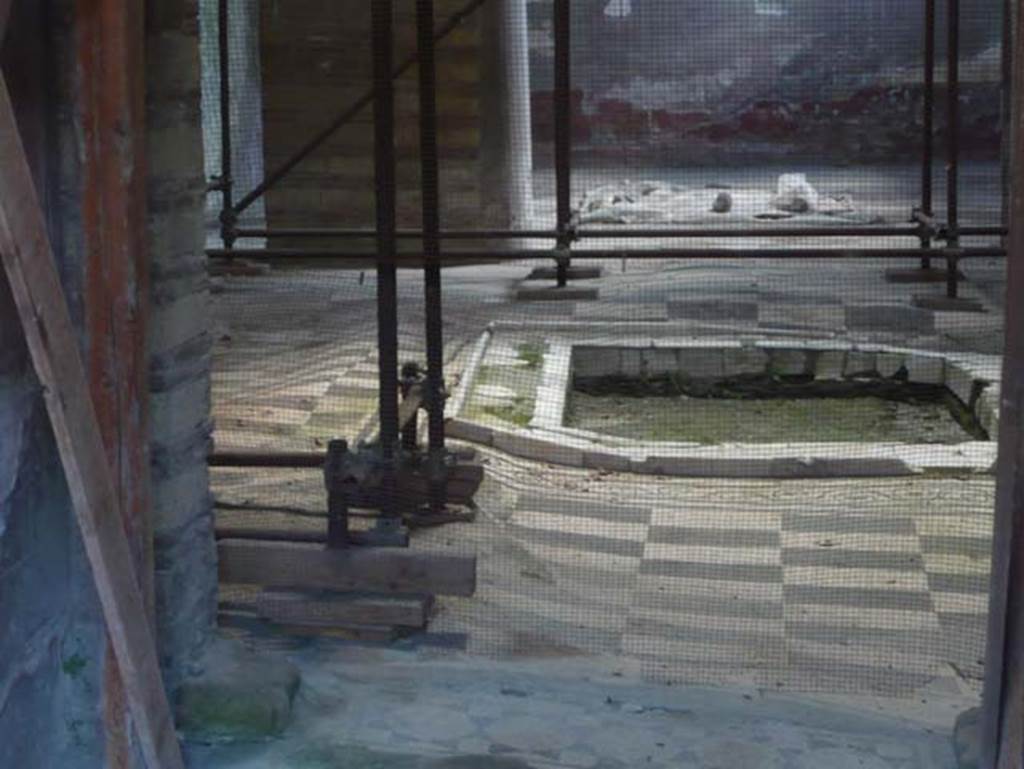 IV.2, Herculaneum, August 2013. Looking east across atrium towards oecus.
Photo courtesy of Buzz Ferebee.